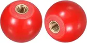 uxcell 2Pcs Threaded Ball Knobs, M6 Female Thread Thermoset Ball Knob 25mm Dia Round Operation Ball Handles with Copper Insert for Machine Lever Handle, Red
