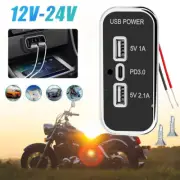3-Port PD Type-C USB Car Charger Socket Power Adapter Outlet For Truck ATV Boat (for: Smart)