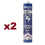 2x Selleys 290ml Grey Storm Waterproof Gutter And Roof Sealant