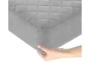 Giantex Queen Size Mattress Topper Soft Velvet Bed Protector Sleeping Pad Cover Grey