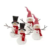 Melrose Plush Snowman Shelf Sitter with Hat and Scarf Accent (Set of 4)