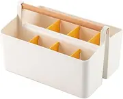 AIMALL Versatile Storage Organizer with Wooden Handle - Medium, Yellow - Desktop Stationery and Craft Supplies Caddy, 9.84x7.09 inches
