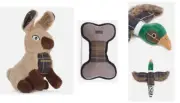 Barbour Dog Toy Stuffed Plush Plaid Squeaker Rabbit Dog Bone Pheasant