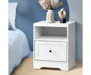 Oikiture Bedside Table Hamptons White