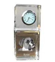 Boxer I crystal clock with a dog Art-Dog