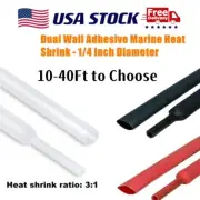 Heat Shrink Tubing 3:1 Insulation Waterproof Marine Cable Sleeves 1/4" Diameter
