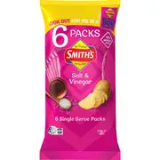 Smith's Crinkle Cut Potato Chips Multipack Salt, Vinegar 6 pack