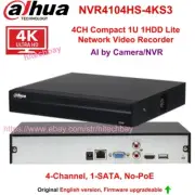Dahua 4CH no-PoE 1SATA 4K 1U AI Network Video Recorder NVR4104HS-4KS3