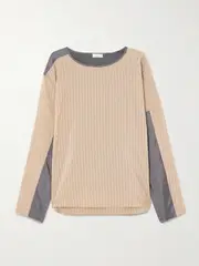 [Dries Van Noten] Dries Van Noten - Paneled Striped Poplin And Satin Top - Sand - FR 36 FR 36 Neutrals