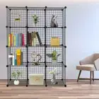 12 Cube Wire Grid Organiser Bookcase Storage Cabinet Wardrobe Closet Black Randy