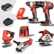 Tools 20V Cordless Brushed Drill + Impact Driver + Angle Grinder + Circular Set