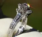 Fabulous Lotus Shape 4.40 CT Round White Stone Women's Wedding Ring 935 Silver