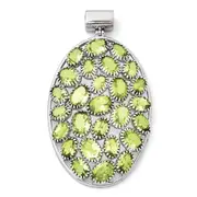 Sterling Silver Rhodium-plated Oval Peridot Pendant