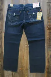 NWT True Religion Ricky Core Vintage Straight Blue Jeans Mens ~42x~33 SEE PICS 2