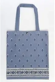 [Friendshill] A4 Tote with Snaps Barrette, Blue, Inside Pockets, 100% Cotton, Can be worn over the shoulder