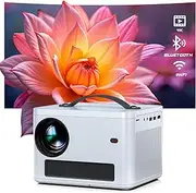 Projector with WiFi and Bluetooth, Native 1080P Projector 4K Support with Automatic Vertical Keystone Portable Movie Projector, Compatible with Phone/Laptop/TV Stick