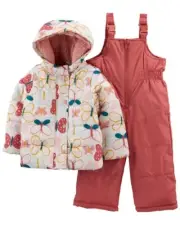 Carter's Heavyweight 2-Piece Snowsuit Bib And Coat Girl's Pink