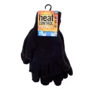 Gloves & Fingerless Glove Set Womens Heat Control Thermal Lined Chenille 2pk Bla