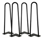 WEN TLP16B 16-Inch Mid-Century Modern Satin Black Hairpin Table Legs, Set of 4