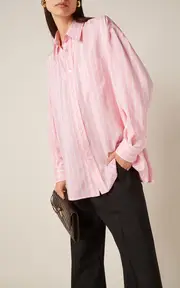 [Bottega Veneta] Striped Silk Button-Down Shirt