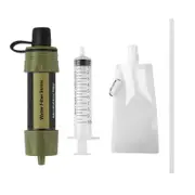 Personal Straw Water Purifier, Portable Water Filter, Mini Water Filtration System for Hiking, Camping Accessories and Travel, Green