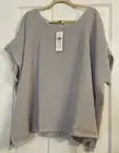 NWT $128 Eileen Fisher Organic Cotton Lofty Gauze Ballet Neck Boxy Top XL 1X 3X