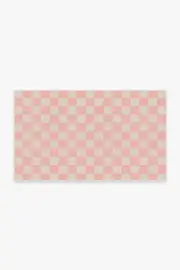 90' x 150' | Machine Washable Runner Rug | Kid & Pet Friendly | Indoor Rug | Teresa Checkered Pink Rug | Ruggable