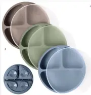 WeeSprout 3 SUCTION PLATES w LIDS for Babies & Toddlers - 100% Silicone - NEW!