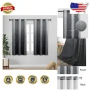 Elegant Ombre Blackout Curtains - Damask Pattern Thermal Insulated Panels, 42x54