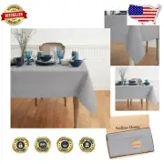 Versatile Soft Grey Linen Tablecloth 108"L x 60"W for Weddings & Celebrations