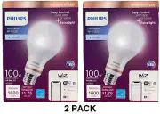 Philips Smart Wi-Fi LED Light Bulb 100W Daylight Dimmable A21 E26 (2 PACK) NEW