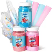 Nostalgia Kool-Aid Cotton Candy Flossing Sugar Party Kit 3-Pack, Tropical Punch,