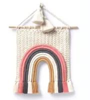 Cloud Island Woven Boho Rainbow Macrame Tapestry Wall Hanging Decor - NEW SEALED