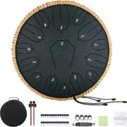 Steel Tongue Drum Instrument Handdrum 14 Inches 15 Notes with Bag and Music Book