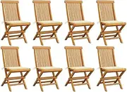 Garden Chairs with Cream Cushions 8 pcs Solid Teak Wood Patio Chair