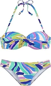 [s.Oliver] Women's Bikini Set, Blue-Green Patterned, 12/D