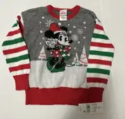 Disney Junior Minnie HOLIDAY CHRISTMAS PULL-OVER SWEATER Sz 2t