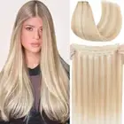 US Thick Clip In Human Hair Extensions Secret Wire Headband Weft Blonde 14"-24"