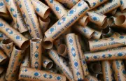 50 Vintage 80's 90's Nickel Paper Coin Wrappers Pre-Crimped End Shotgun Rolls