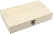 [Generic] Colaxi Natural Wooden Box with Hinged Lid Front Clasp Keepsake Box Plain, as described, L