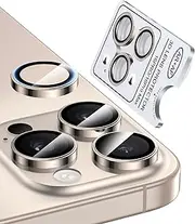 2 Pack Military Grade 9H+ Glass for iPhone 16 Pro Max/16 Pro Camera Lens Protector [1:1 Invisible Fit & Ultra Clarity] Camera Protector 16 Pro Max/16 Pro Tempered Glass, Natural Titanium