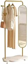 Swivel Adjustable Full Length Mirror,Floor Mirrors with Cloud-Shaped Base, Large Capacity Standing with Clothes Rack,for Living Room Bedroom(Gold)