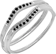 [Dazzlingrock Collection] 0.12 Carat (ctw) Round Black Diamond Ladies Anniversary Enhancer Guard Wedding Band, Available In 10K/14K/18K Gold