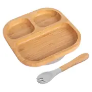 Tiny Dining Bamboo Segmented Baby Weaning Plate & Fork Set