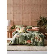 Linen House Matira Tropical Print Cotton Quilt Cover with Pillowcases Set Green