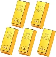 Fake Gold, 6.5x3.0x1.9 Inch ABS Electroplating Pirate Gold, 5Pcs Suitable for Pirate, Casino Theme Party Decorations-