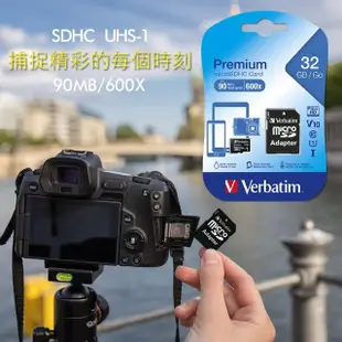 【Verbatim 威寶】32GB microSDHC UHS-1高速記憶卡-含轉卡(44083HS6)