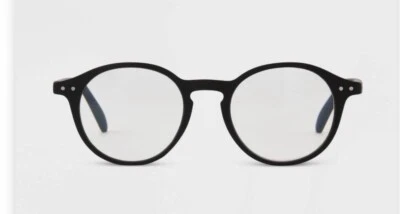 NEW Women's Matte Black Round Blue LightFiltering Reading Glasses 2.50