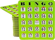 Jumbo Slide Bingo Shutter Cards | Deluxe Jam Proof | Easy Read Numbers | Large Sliders with Big Tabs | Extra Thick Board | Senior and Kids Friendly | 1 to 200 Sets | Green Color