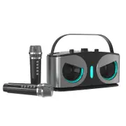 Bluetooth 5.3 Karaoke Machine With 2 Wireless Microphones Bluetooth Karaoke Speaker-Grey